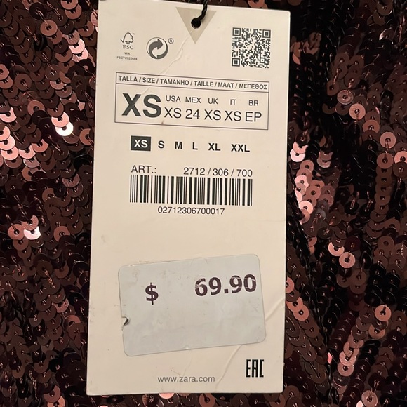 Zara Chocolate Brown Sequin Halter Maxi Dress NWT - Picture 10 of 11